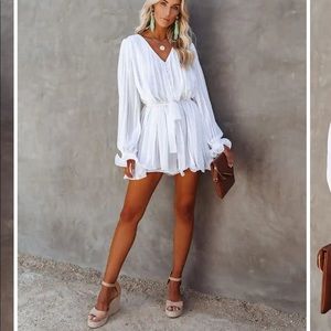 White Pleated Romper